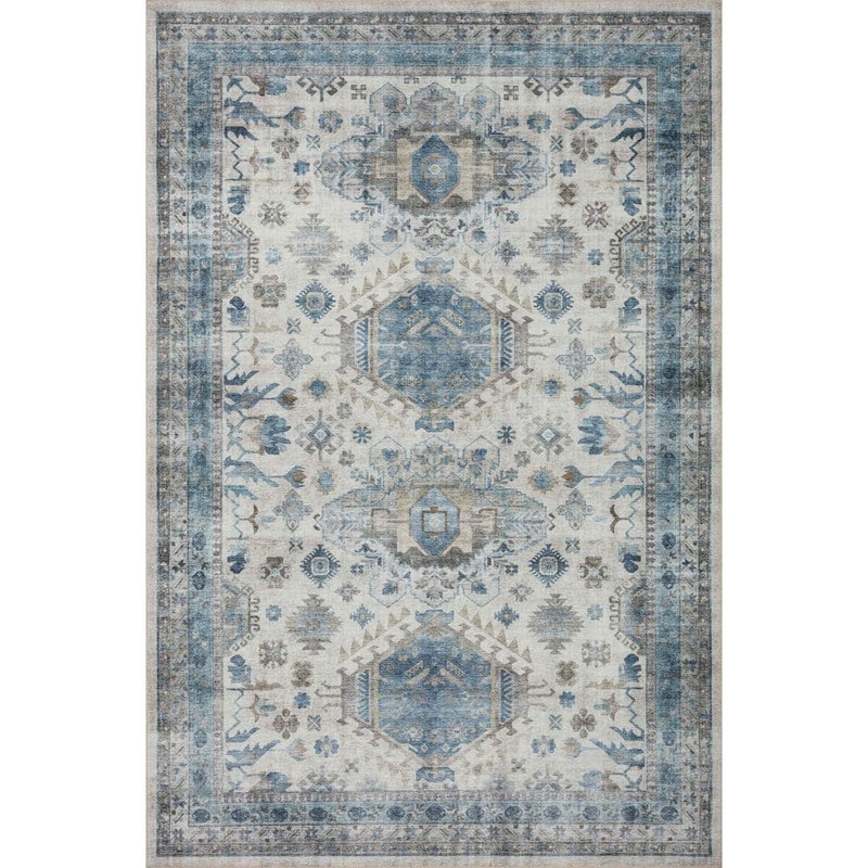 Loloi Heidi Ivory/Ocean 2 ft. 3 in. x 3 ft. 9 in. Persian Printed Area Rug HEIDHEI-04IVOC2339