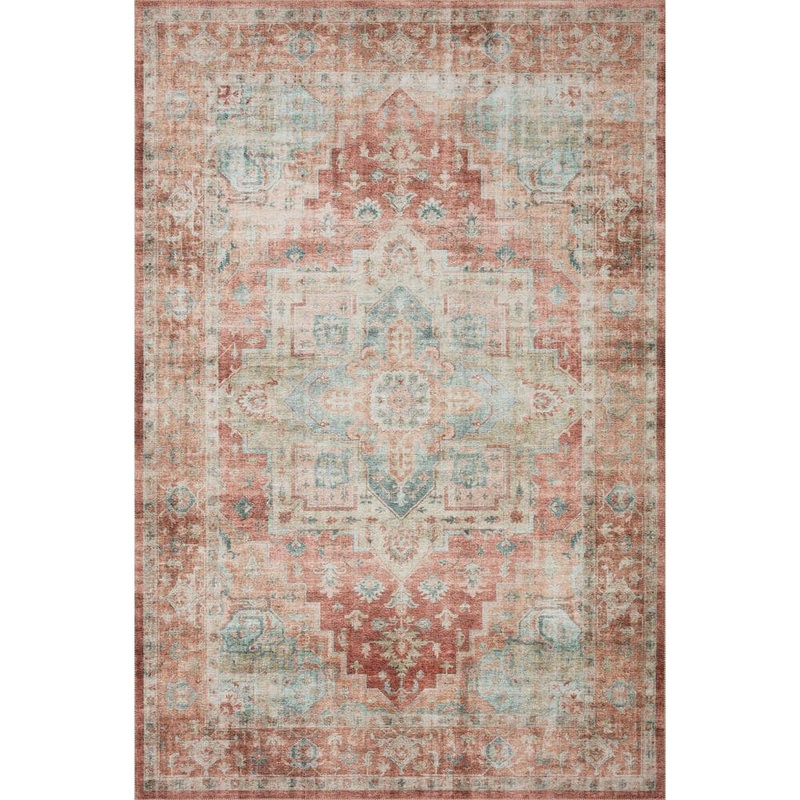 Loloi Heidi Terracotta/Aqua 2 ft. 6 in. x 7 ft. 6 in. Bohemian Printed Runner Rug HEIDHEI-01TCAQ2676