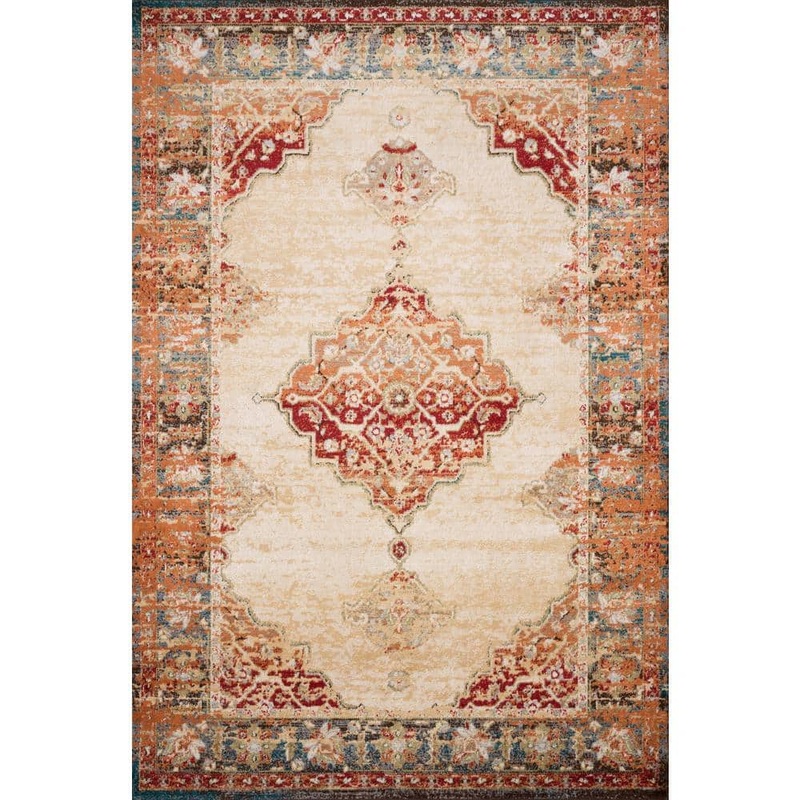Loloi Isadora Ant. Ivory/Sunset 8 ft. x 10 ft. Transitional 100% Polypropylene Pile Area Rug ISADISA-04AISS80A0