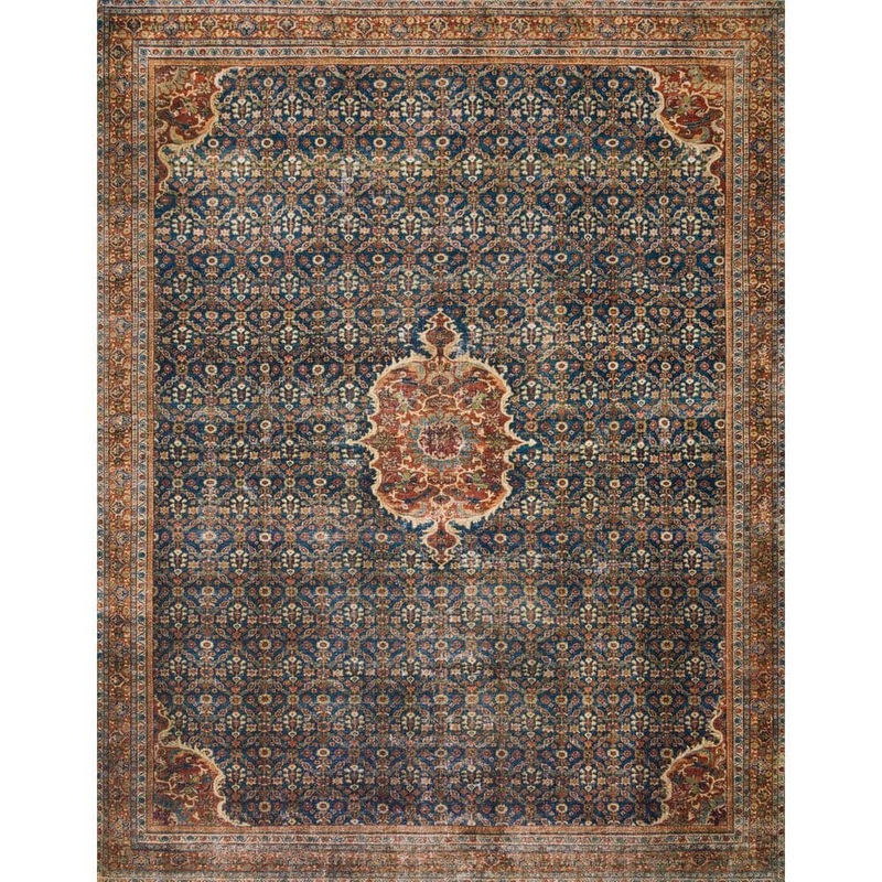Loloi Layla Cobalt Blue/Spice 7 ft. 6 in. x 9 ft. 6 in. Distressed Bohemian Printed Area Rug LAYLLAY-09CUSQ7696