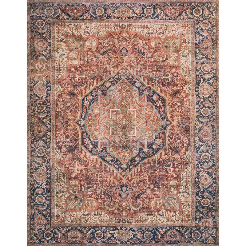 Loloi Layla Red/Navy 2 ft. 3 in. x 3 ft. 9 in. Distressed Bohemian Printed Area Rug LAYLLAY-08RENV2339
