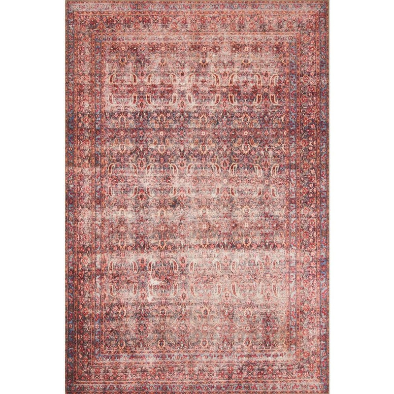 Loloi Loren Eggplant/Crimson 7 ft. 6 in. x 9 ft. 6 in. Distressed Bohemian Printed Area Rug LORELQ-05EGCS7696
