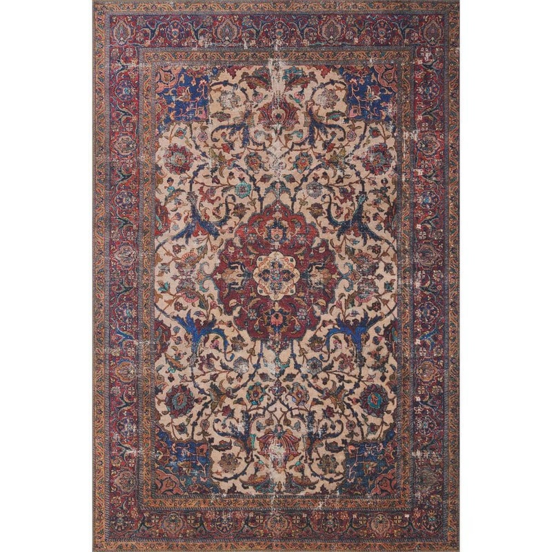 Loloi Loren Sand/Multi 5 ft. x 7 ft. 6 in. Distressed Bohemian Printed Area Rug LORELQ-11SAML5076