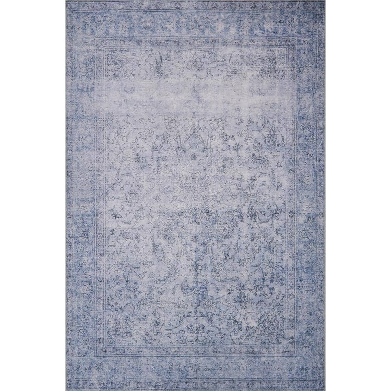 Loloi Loren Slate 2 ft. 3 in. x 3 ft. 9 in. Distressed Bohemian Printed Area Rug LORELQ-09SL002339