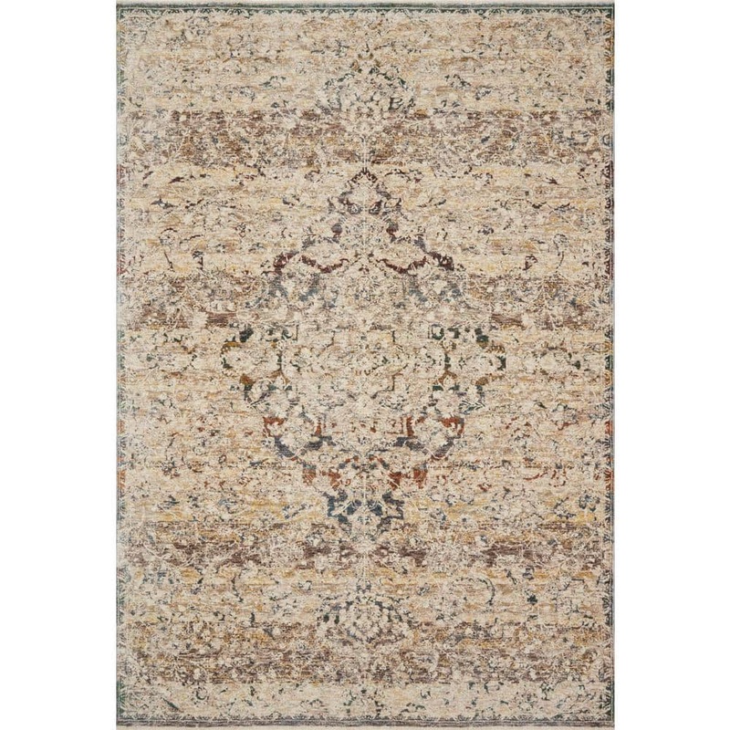 Loloi Lourdes Ivory/Multi 9 ft. 6 in. x 13 ft. 1 in. Distressed Oriental Area Rug LOURLOU-06IVML96D1