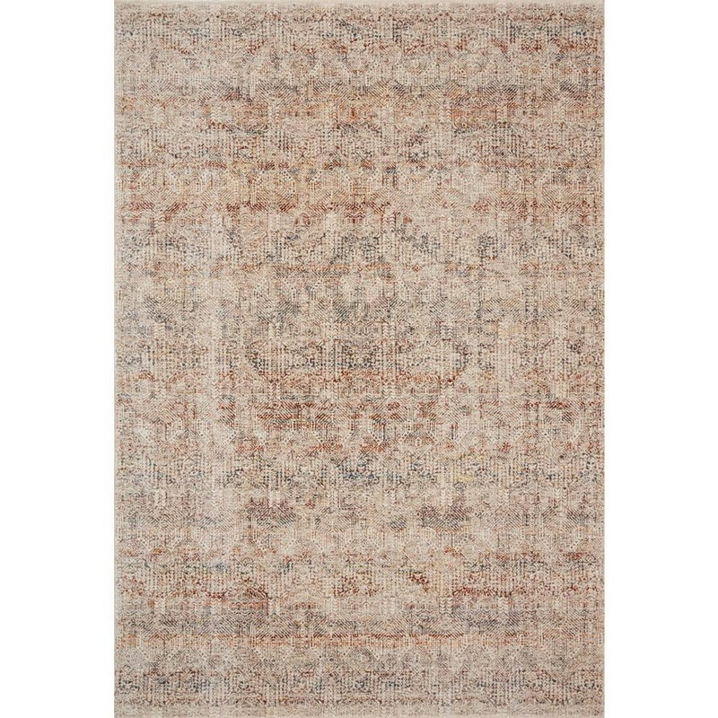 Loloi Lourdes Ivory/Spice 2 ft. 8 in. x 2 ft. 8 in. Round Distressed Oriental Area Rug LOURLOU-04IVSQ280R