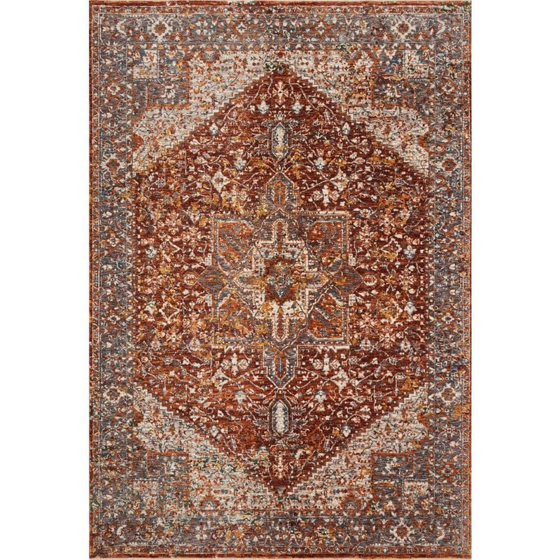 Loloi Lourdes Rust/Multi 2 ft. 7 in. x 10 ft. Distressed Oriental Runner Area Rug LOURLOU-02RUML27A0