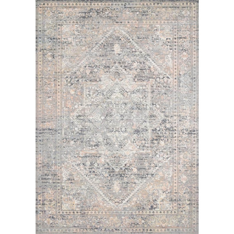 Loloi Lucia Grey/Sunset 1 ft. 6 in. x 1 ft. 6 in. Sample Transitional Polypropylene/Polyester Pile Area Rug LCIALUC-01GYSS160S