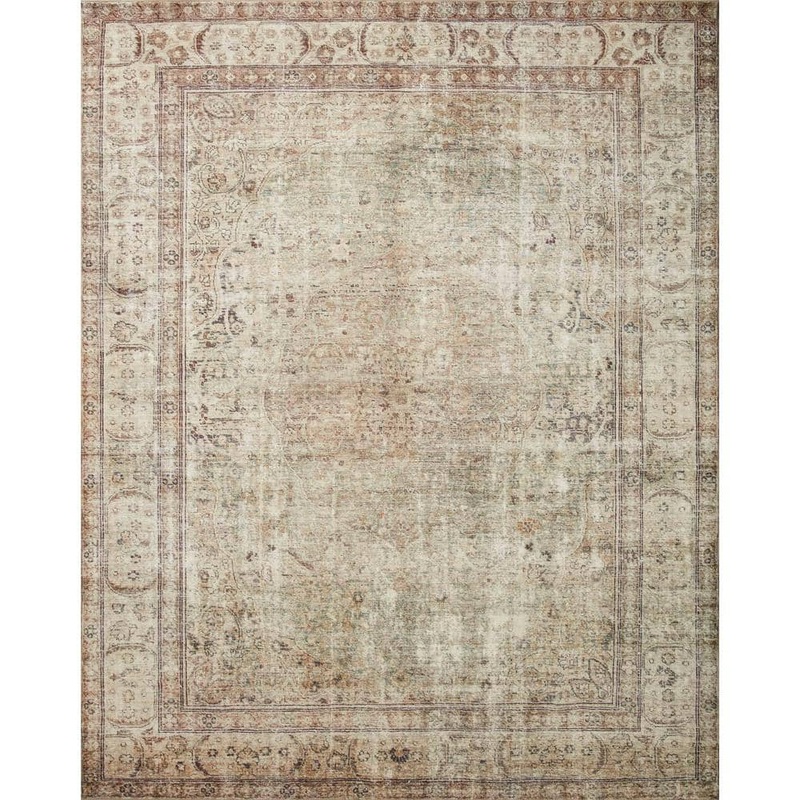 Loloi Margot Antique/Moss 2 ft. 3 in. x 3 ft. 9 in. Bohemian Vintage Printed Plush Area Rug MARGMAT-01ANSG2339