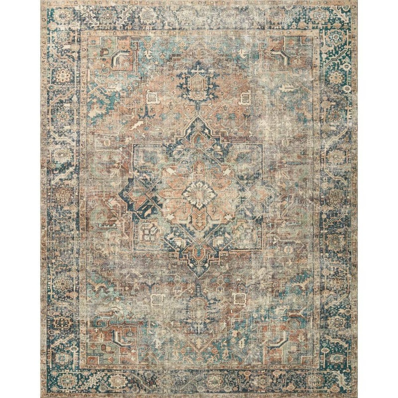 Loloi Margot Terracotta/Lagoon 2 ft. x 5 ft. Bohemian Vintage Printed Plush Area Rug MARGMAT-02TCLJ2050