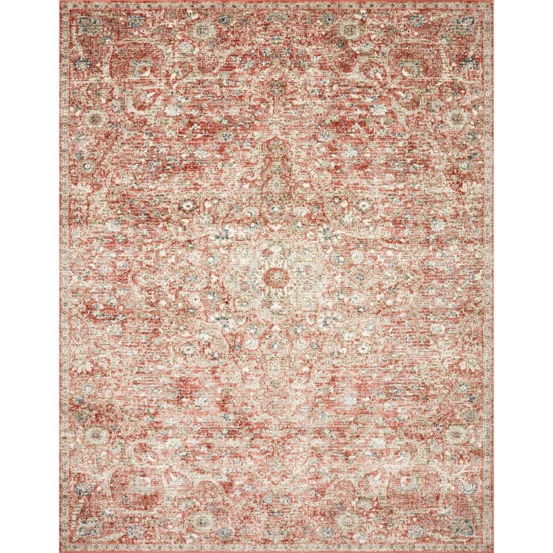 Loloi Saban Rust/Beige 3 ft. 9 in. x 3 ft. 9 in. Round Bohemian Floral Area Rug SABASAB-02RUBE390R