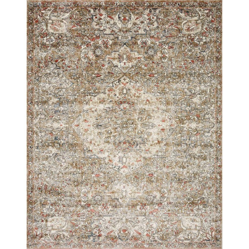 Loloi Saban Straw/Beige 5 ft. 3 in. x 5 ft. 3 in. Round Bohemian Floral Area Rug SABASAB-07SWBE530R
