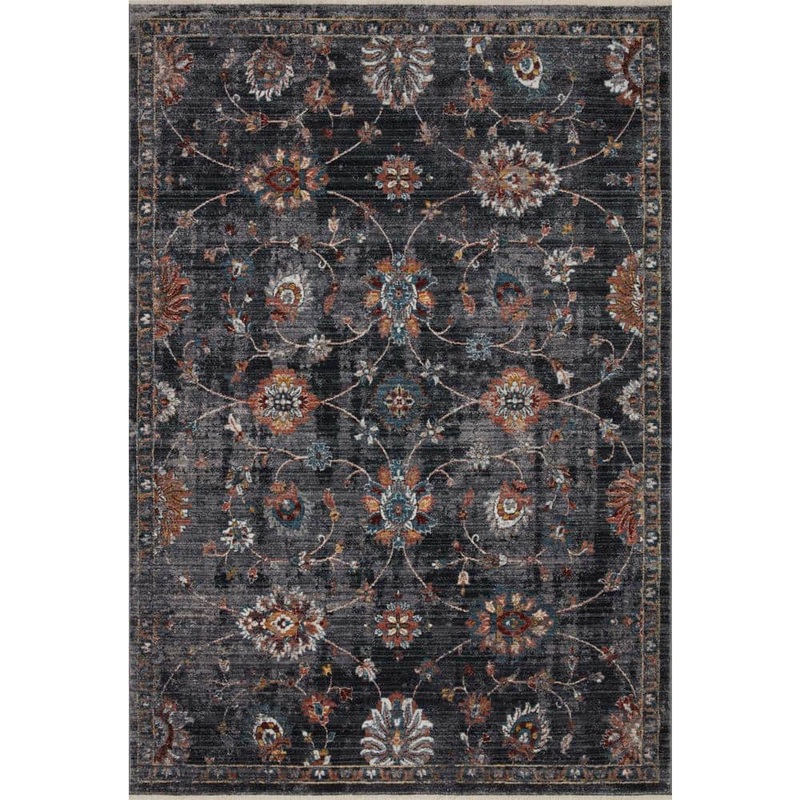 Loloi Samra Charcoal/Multi 5 ft. 3 in. x 7 ft. 9 in. Distressed Oriental Transitional Area Rug SAMRSAM-08CCML5379