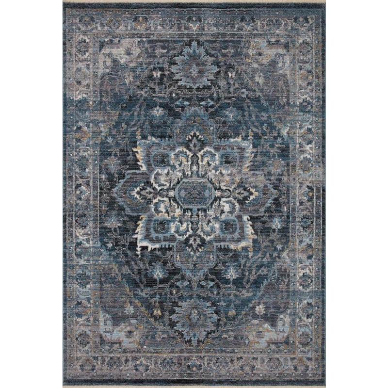 Loloi Samra Denim/Grey 2 ft. 7 in. x 8 ft. Distressed Oriental Transitional Runner Rug SAMRSAM-01DEGY2780