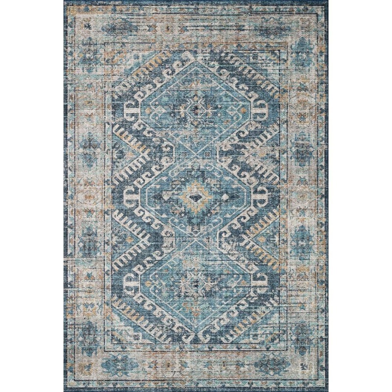 Loloi Skye Denim/Natural 7′ X 9′ Printed Distressed Oriental Area Rug SKYESKY-03DENA790V