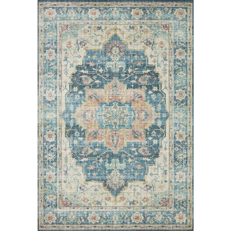 Loloi Skye Ocean/Multi 2 ft. 3 in. x 3 ft. 9 in. Printed Boho Vintage Area Rug SKYESKY-12OCML2339