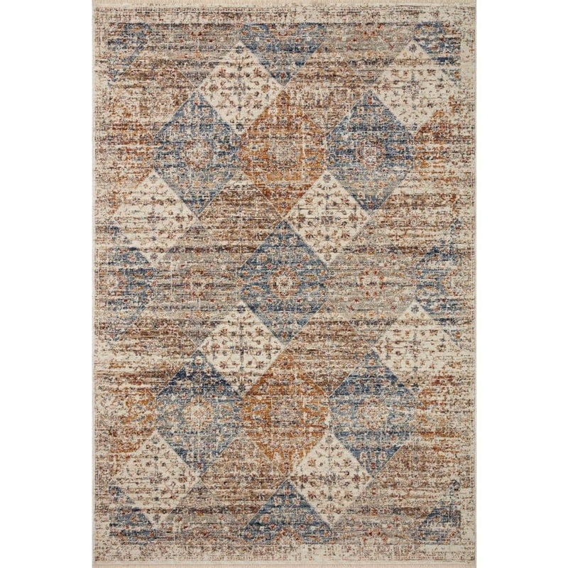 Loloi Sorrento Ivory/Multi 6 ft. 7 in. x 9 ft. 10 in. Oriental Fringe Area Rug SORRSOR-02IVML679A