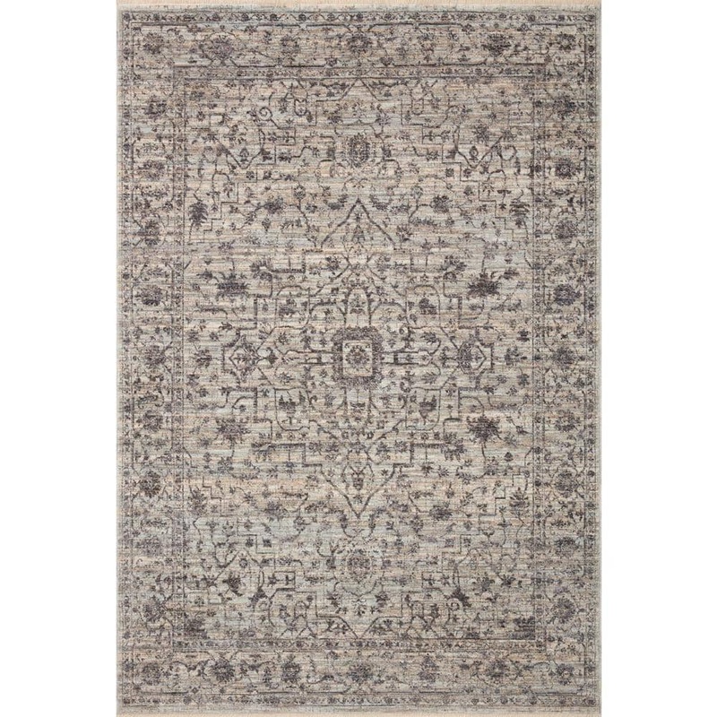 Loloi Sorrento Mist/Charcoal 5 ft. 3 in.  x 7 ft. 6 in. Oriental Fringe Area Rug SORRSOR-01MICC5376