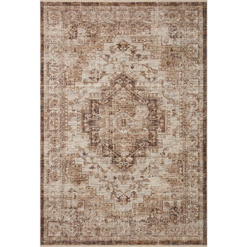 Loloi Sorrento Mocha/Multi 6 ft. 7 in. x 9 ft. 10 in. Oriental Fringe Area Rug SORRSOR-03MCML679A