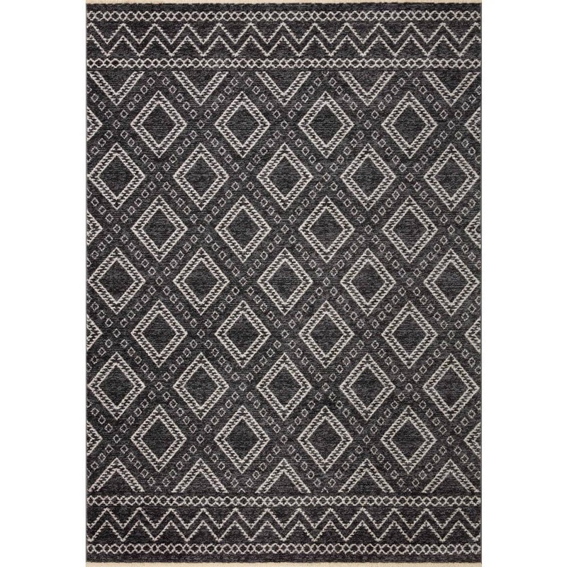 Loloi Vance Black/Ivory 10 ft. x 13 ft. Diamond Border Area Rug VANCVAN-05CCDV96D1
