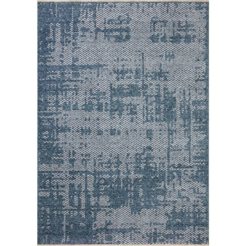 Loloi Vance Blue/Ivory 2 ft. 7 in. x 10 ft. Modern Abstract Runner Area Rug VANCVAN-01DEDV27A0