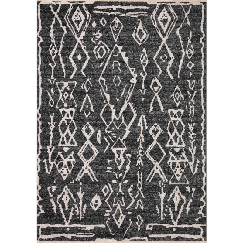 Loloi Vance Charcoal/Dove 1 ft. x 1 ft. Moroccan Tribal Sample Area Rug VANCVAN-07CCDV160S