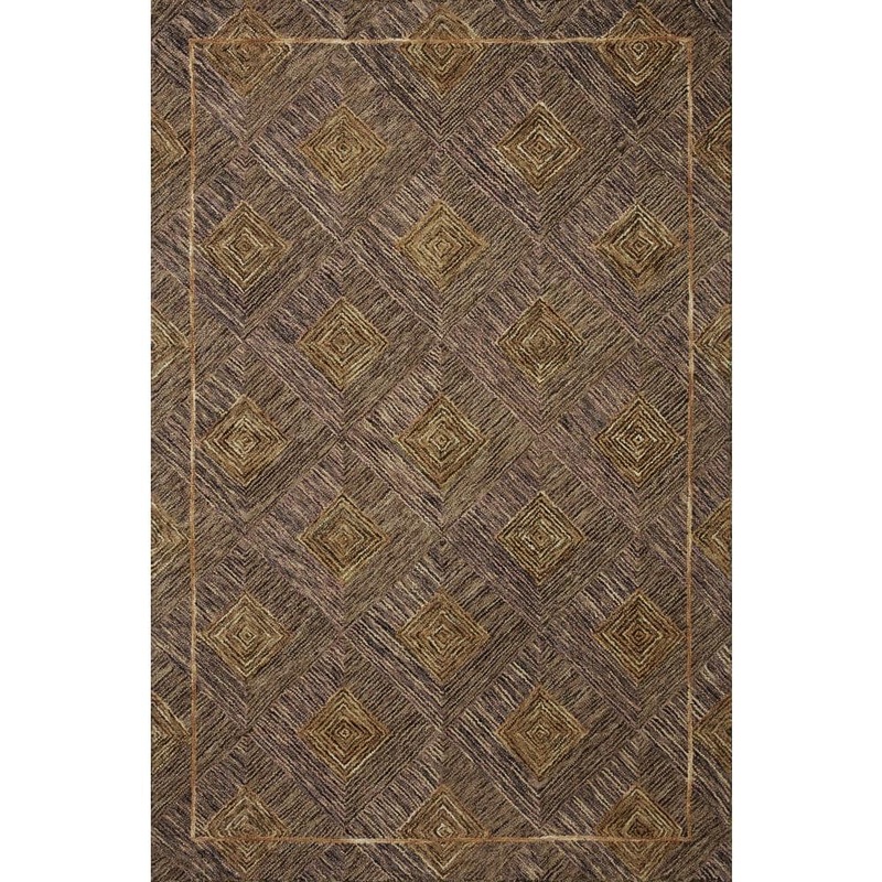 Loloi Varena Plum/Gold 2 ft. 6 in. x 7 ft. 6 in. Modern 100% Wool Runner Area Rug VAREVAR-04PLGO2676