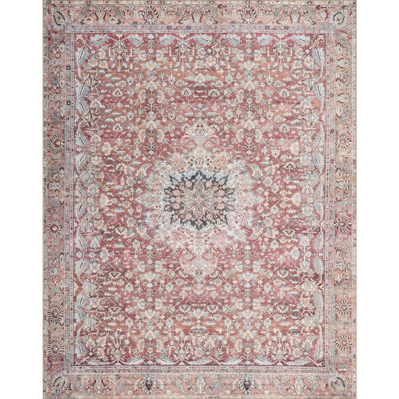 Loloi Wynter Tomato/Teal 7 ft. 6 in. x 9 ft. 6 in. Oriental Printed Area Rug WYNTWYN-05TMTE7696