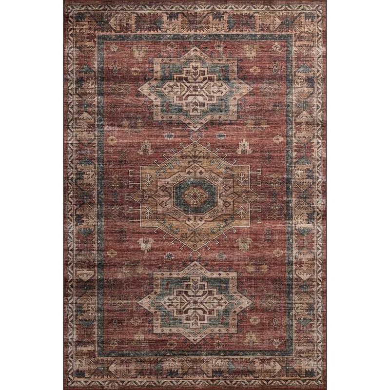 Loloi Anniston Spice/Multi 6 ft. x 9 ft. Machine Washable Area Rug ANNSANS-04SQML6090