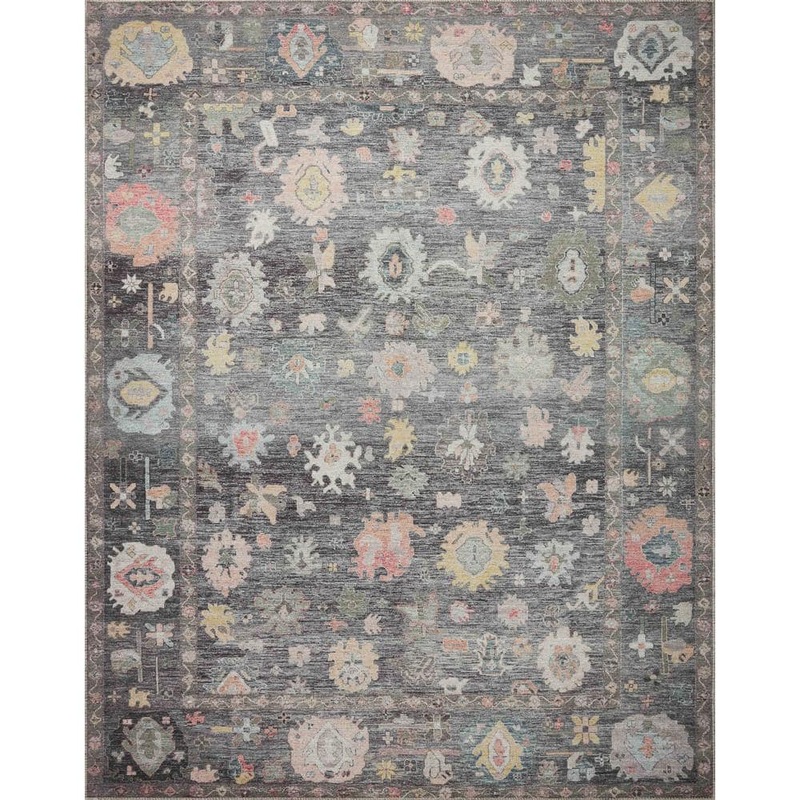 Loloi Elysium Charcoal/Multi 8 ft. 6 in. x 11 ft. 6 in. Printed Vintage Botanical Area Rug ELYSELY-03CCML86B6