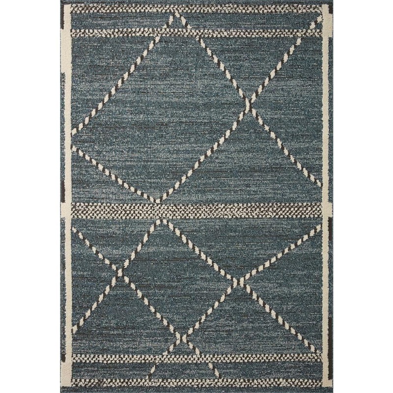 Loloi Fabian Denim/Charcoal 7 ft. 10 in. x 10 ft. Geometric Moroccan Area Rug FABIFAB-01DECC7AA0