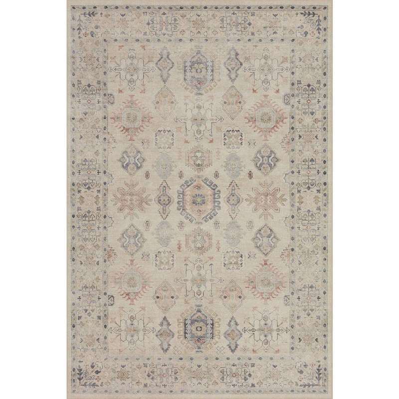 Loloi Hathaway Beige/Multi 2 ft. 3 in. x 3 ft. 9 in. Traditional Distressed Printed Area Rug HATHHTH-04BEML2339