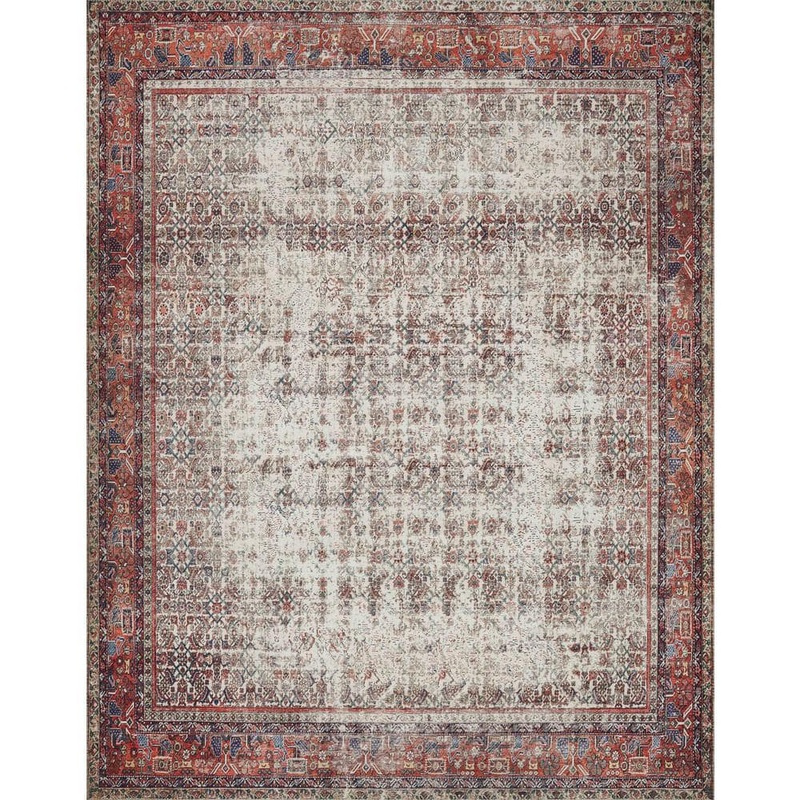 Loloi Layla Ivory/Brick 2 ft. 3 in. x 3 ft. 9 in. Distressed Bohemian Printed Area Rug LAYLLAY-12IVBK2339