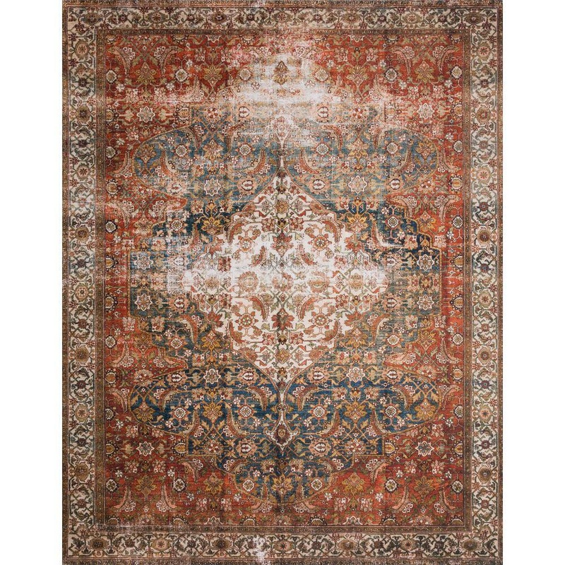 Loloi Layla Ocean/Multi 2 ft. 6 in. x 12 ft. Distressed Bohemian Printed Runner Rug LAYLLAY-05OCML26C0