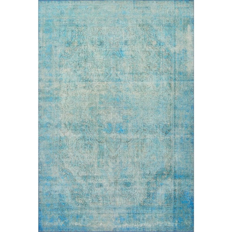 Loloi Loren Aqua 5 ft. x 7 ft. 6 in. Distressed Bohemian Printed Area Rug LORELQ-08AQ005076