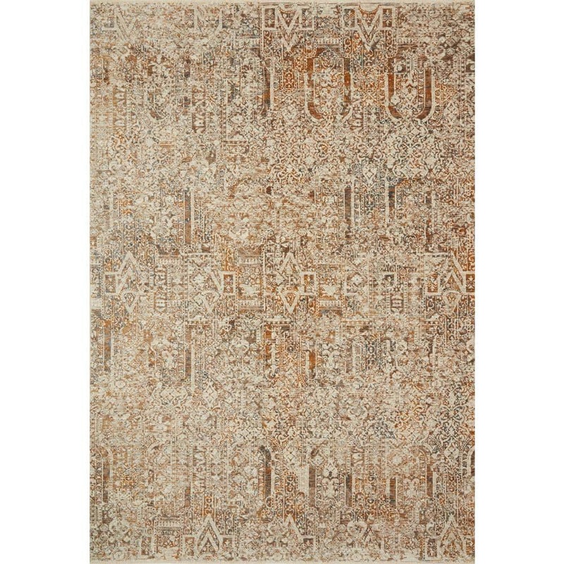 Loloi Lourdes Ivory/Orange 2 ft. 3 in. x 3 ft. 10 in. Distressed Persian Area Rug LOURLOU-05IVOR233A