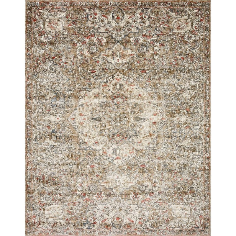 Loloi Saban Straw/Beige 2 ft. 7 in. x 12 ft. Bohemian Floral Runner Rug SABASAB-07SWBE27C0
