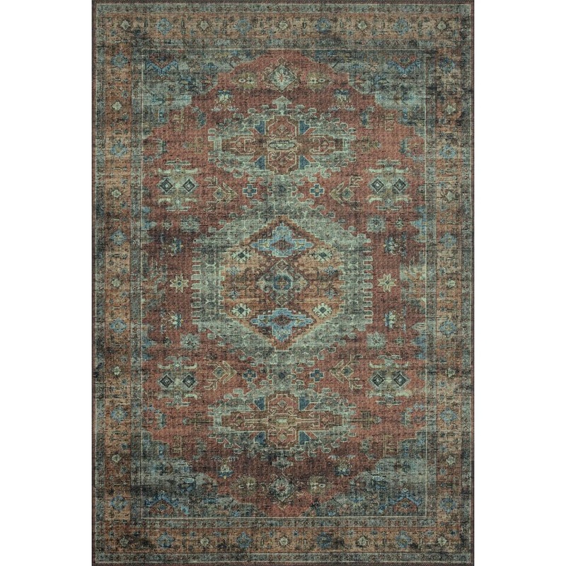 Loloi Skye Terracotta/Sky 3 ft. 6 in. x 5 ft. 6 in. Printed Boho Vintage Area Rug SKYESKY-07TCSC3656