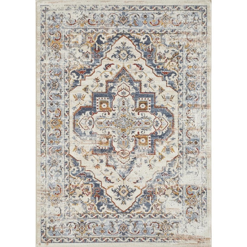 LOOMAKNOTI Alsbrooke Bartleigh Cream 9 ft. 10 in. x 12 ft. 10 in. Oriental Polypropylene Area Rug EA004.167.85