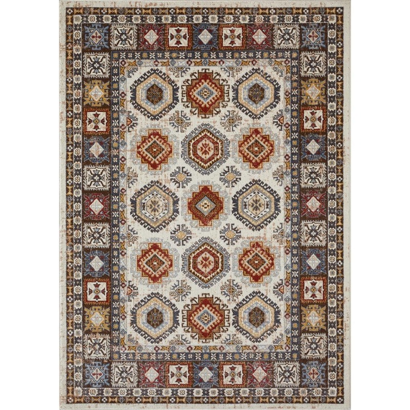 LOOMAKNOTI Alsbrooke Delary Cream 9 ft. 10 in. x 12 ft. 10 in. Oriental Polypropylene Area Rug EA005.167.85