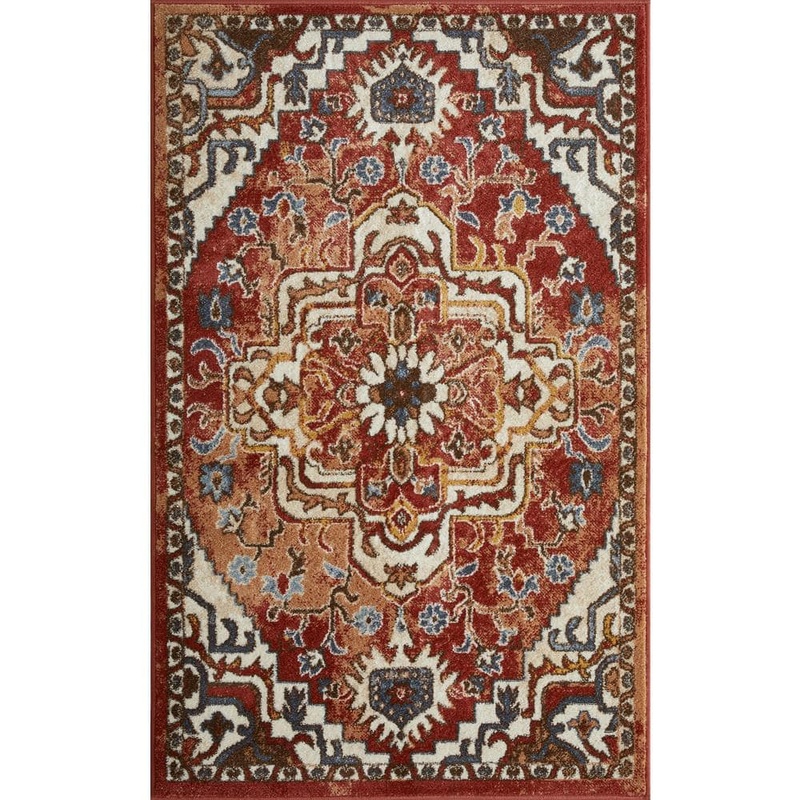LOOMAKNOTI Alsbrooke Zailorn Orange 3 ft. 3 in. x 5 ft. 3 in. Oriental Polypropylene Area Rug EA006.319.20