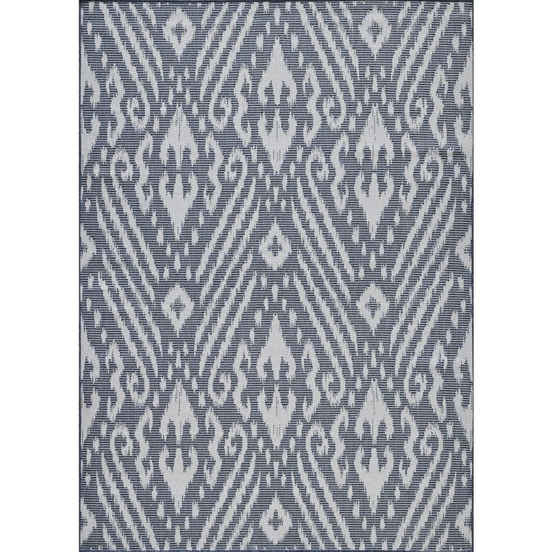 LOOMAKNOTI Breyleigh Calitrah Blue 9 ft. 10 in. x 12 ft. 10 in. Ikat Polypropylene Indoor/Outdoor Area Rug EB005.284.85