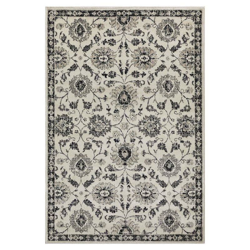 LOOMAKNOTI Celena Ashbil Cream 4 ft. x 6 ft. Floral Polypropylene Area Rug EC005.04.50