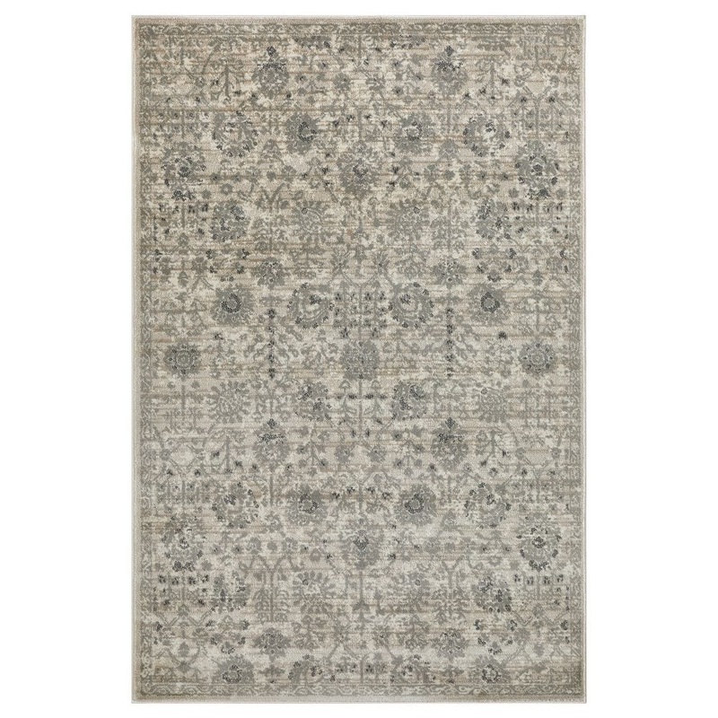 LOOMAKNOTI Celena Asheley Cream 5 ft. 3 in. x 7 ft. 3 in. Floral Polypropylene Area Rug EC006.04.55
