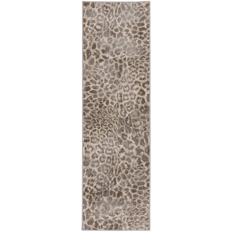 LOOMAKNOTI Frankfelds Beige/Grey 2 ft. 3 in. x 7 ft. 6 in. Animal Polypropylene Area Rug 7213SLT28EC.150