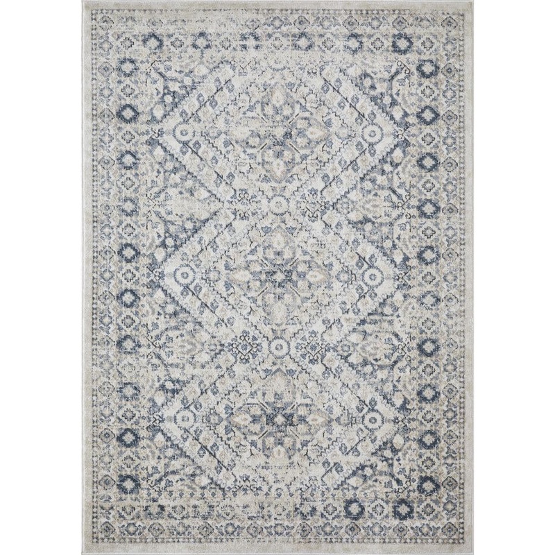 LOOMAKNOTI Kehleigh Avnorie Blue 5 ft. 3 in. x 7 ft. 3 in. Oriental Polypropylene Indoor Area Rug EK012.04.51
