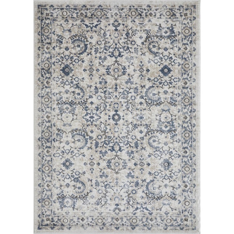 LOOMAKNOTI Kehleigh Otindas Cream 9 ft. 10 in. x 12 ft. 10 in. Oriental Polypropylene Indoor Area Rug EK010.04.70