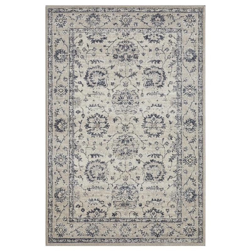 LOOMAKNOTI Malanie Corlia Cream 6 ft. 7 in. x 9 ft. 2 in. Geometric Polypropylene Indoor Area Rug EM005.04.60