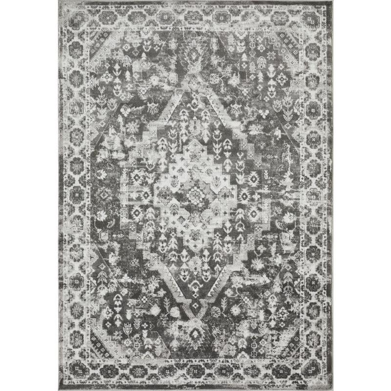 LOOMAKNOTI Rhane Adleigh Gray 9 ft. 10 in. x 12 ft. 10 in. Oriental Polypropylene Area Rug ER012.61.85