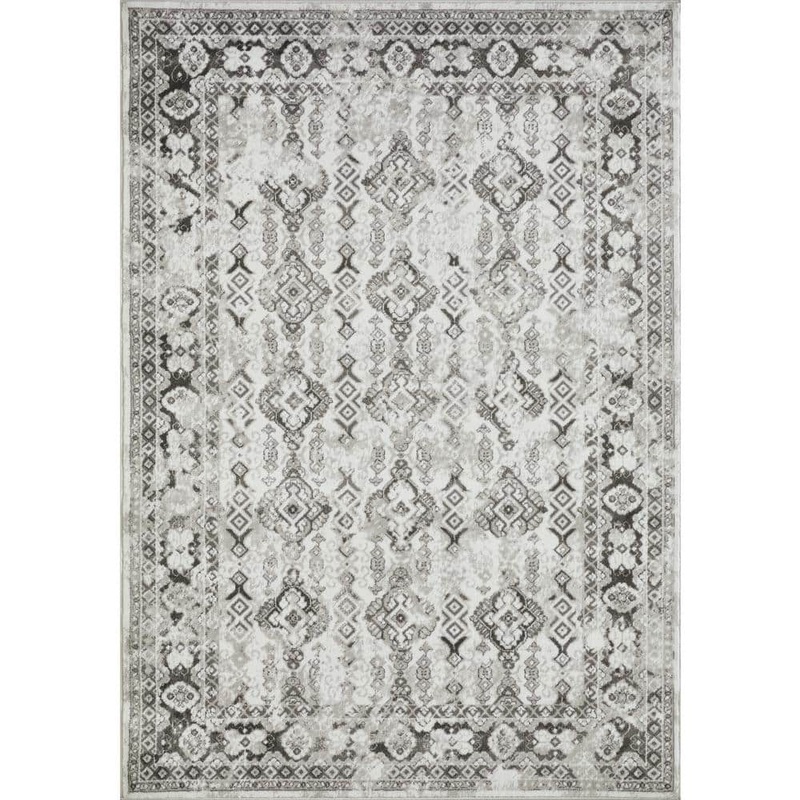 LOOMAKNOTI Rhane Almurz Gray 6 ft. 7 in. x 9 ft. 2 in. Oriental Polypropylene Area Rug ER013.61.60